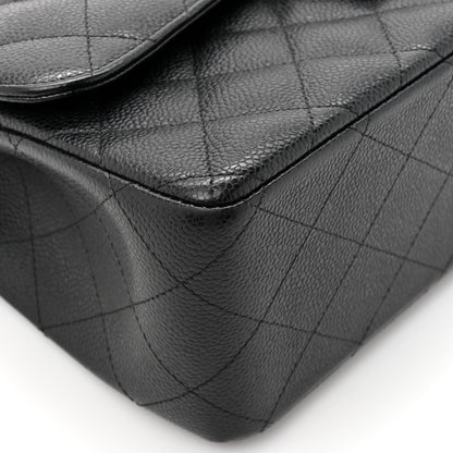 Caviar Quilted Jumbo Double Flap Black