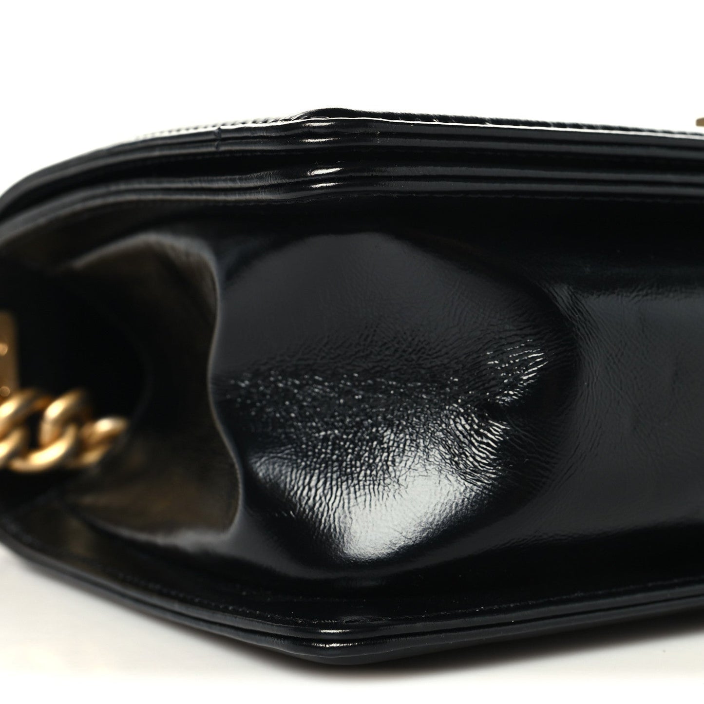 Metallic Glazed Calfskin Medium Boy Flap Black Gold