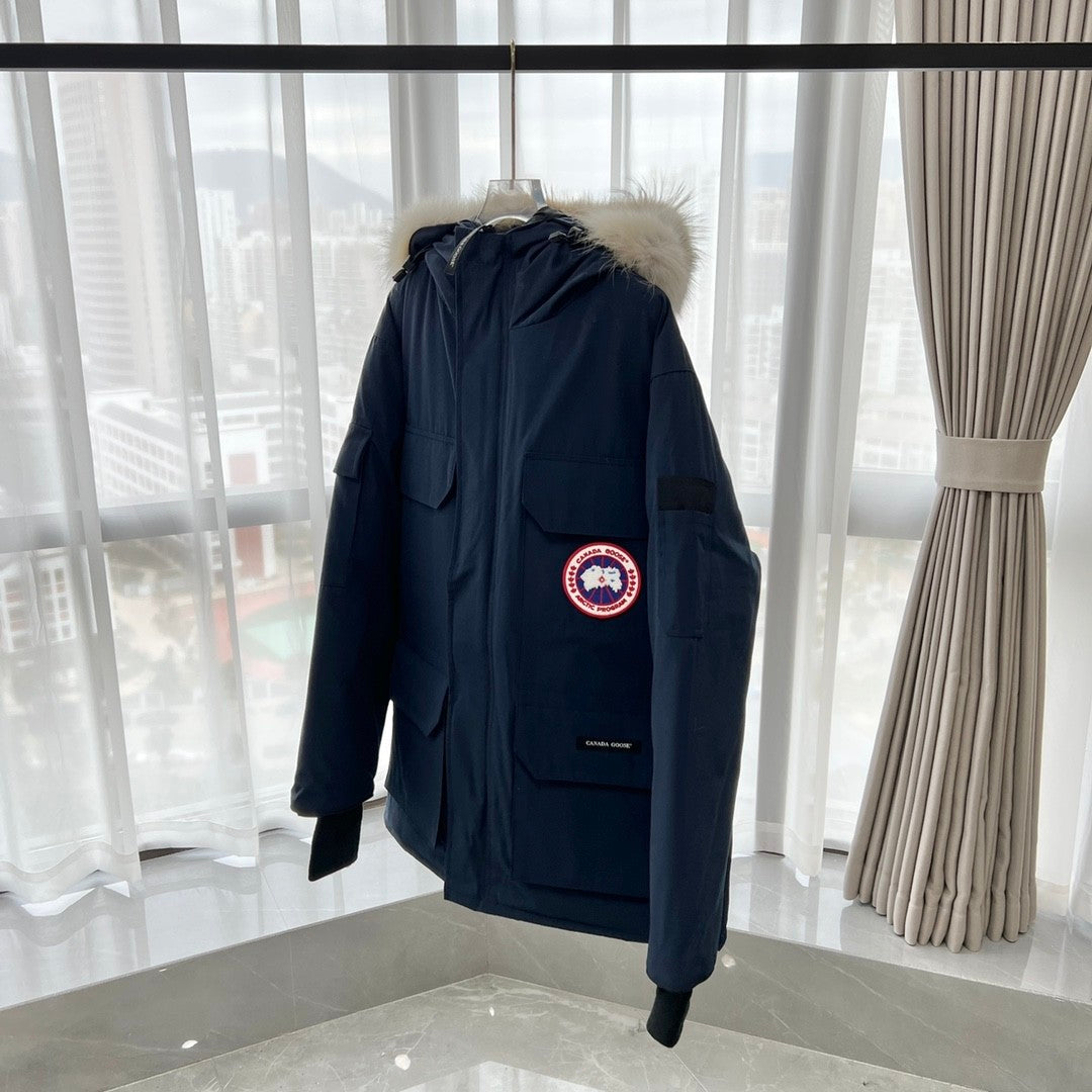 C. Goose Bomber Jacket Navy Blue Polyester 0029