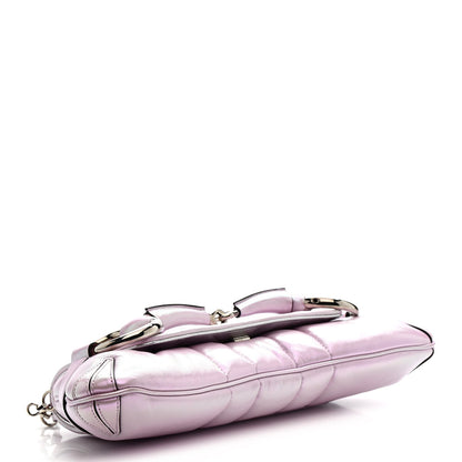 Iridescent Nappa Vertical Matelasse Medium Maxi Horsebit Chain Shoulder Bag Escape Pink