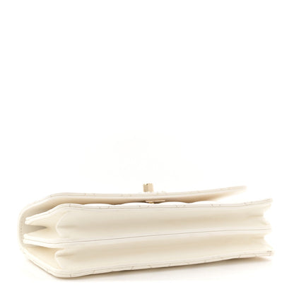 Lambskin Quilted Crystal Top Handle Rectangular Flap White