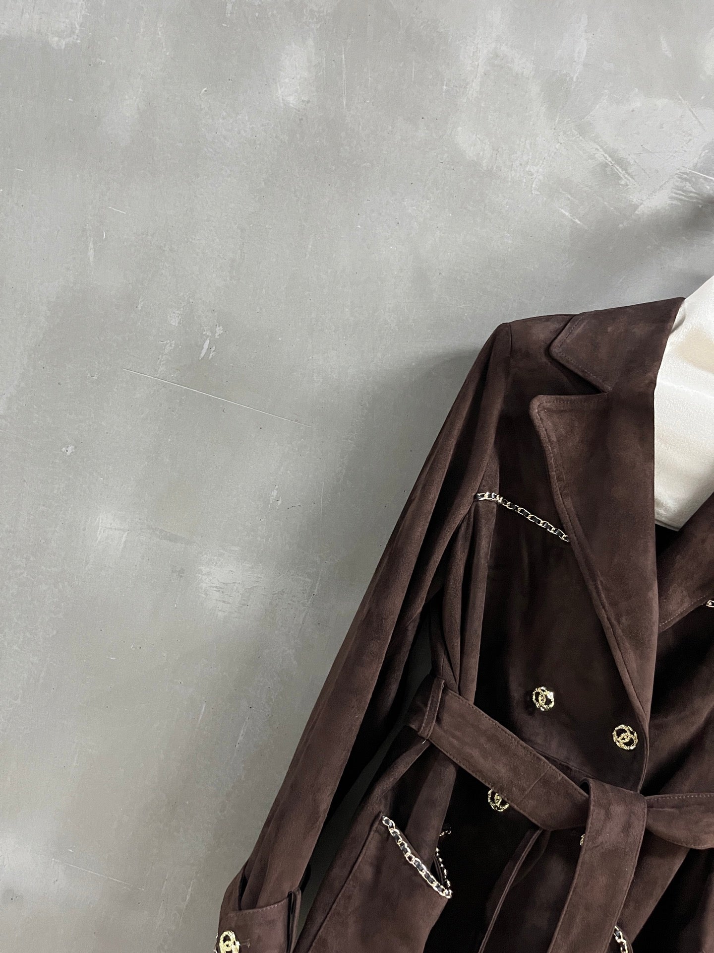 CC 25 Chain Trench Coat Blend Chocolate Brown Cashmere