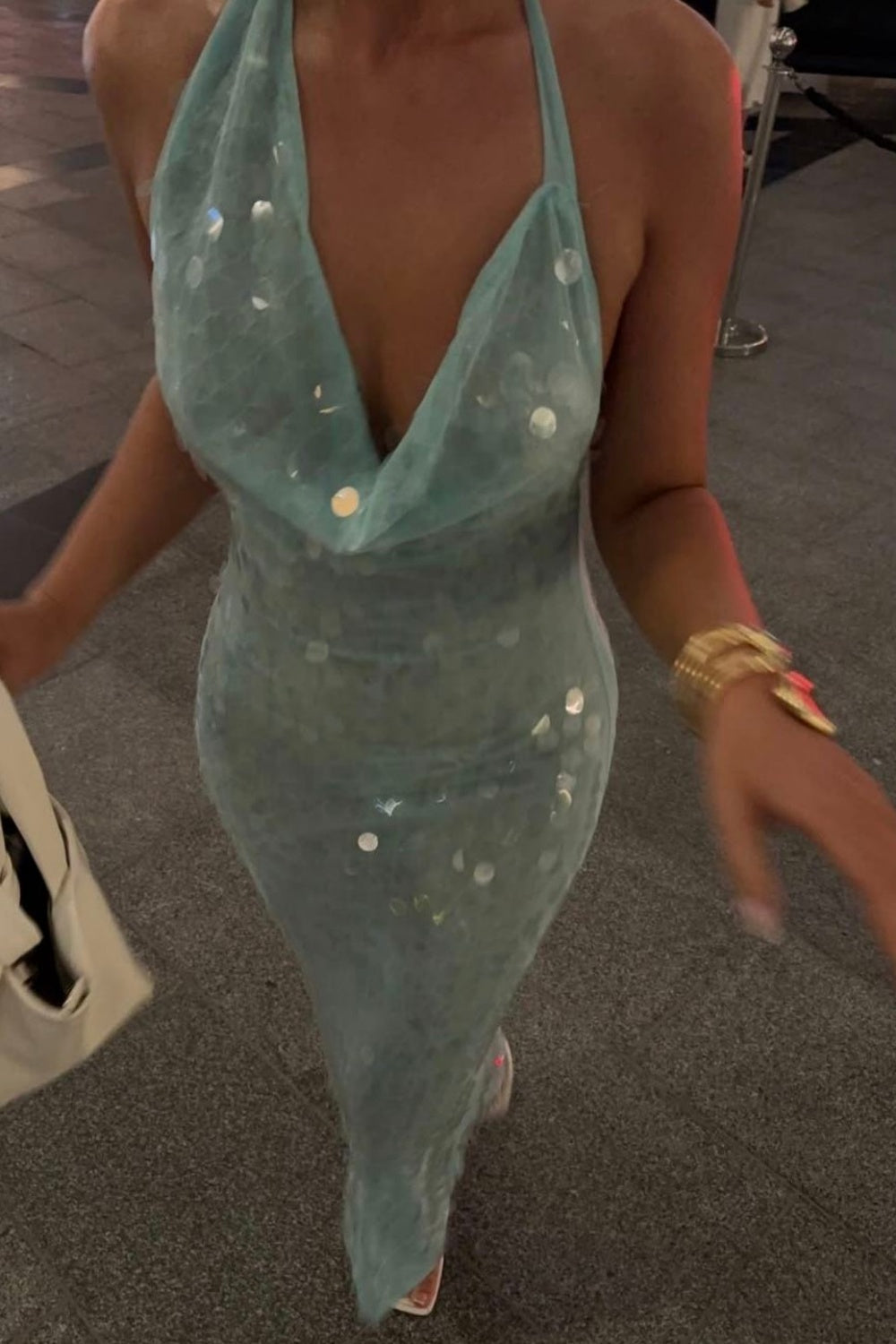 formaldressy-Blue Sequined Long Tulle Prom Dress gh5968