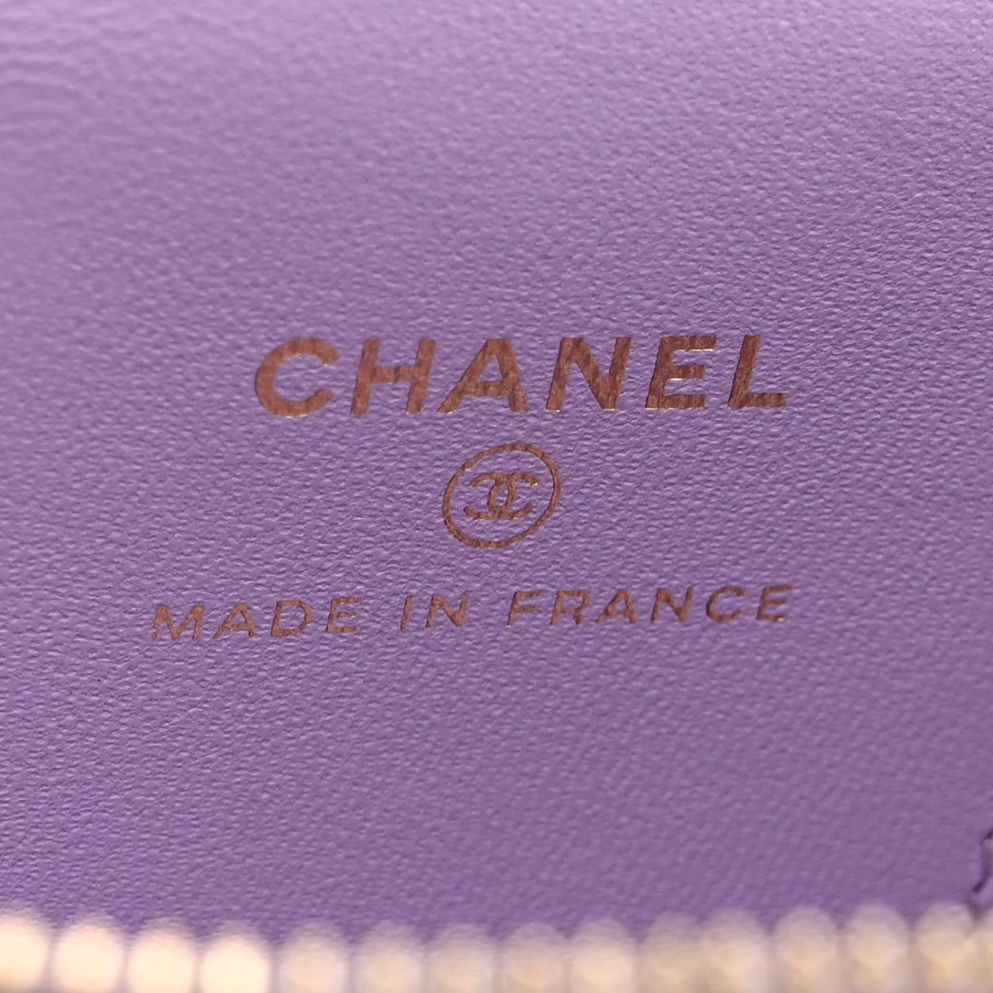 Lambskin Quilted Top Handle Mini Vanity Case With Chain Light Purple