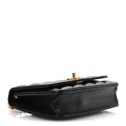 Lambskin Quilted Pillow Crush Wallet On Chain WOC Black