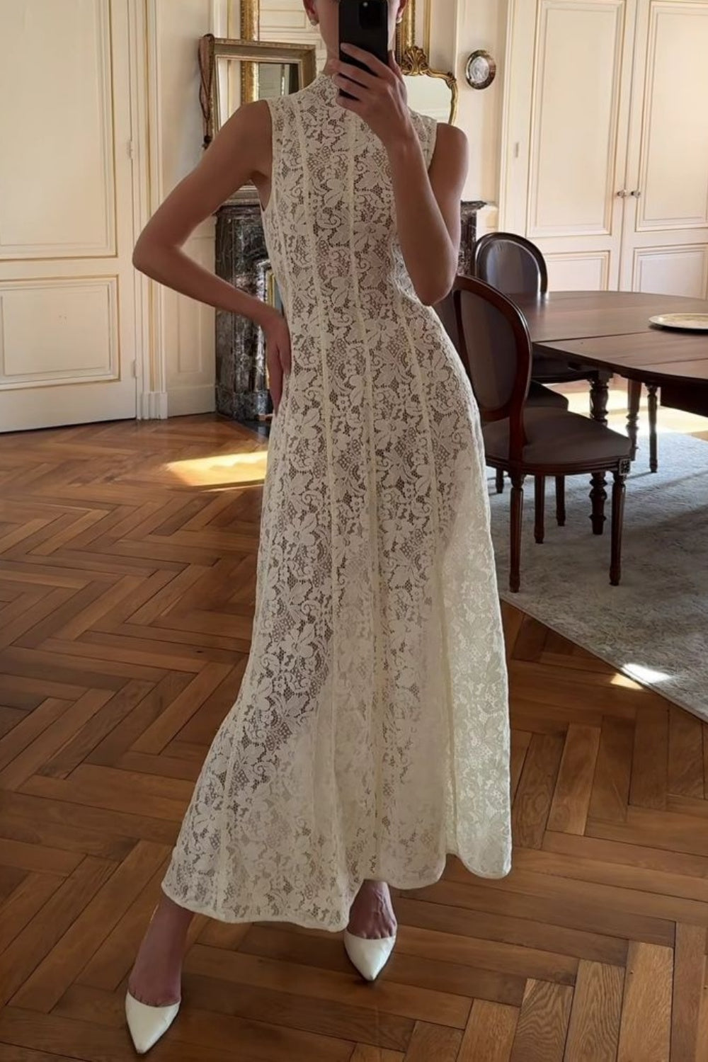 formaldressy-White Exquisite Lace Long Slim Prom Dress gh5931
