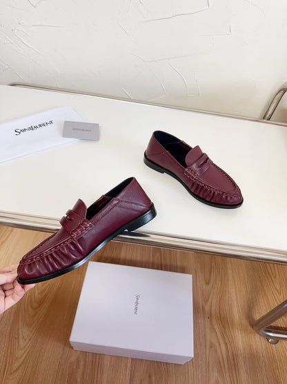 YSL Le Loafer Supple Dark Burgundy Smooth Leather
