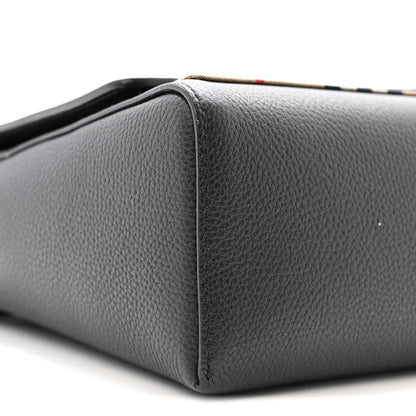 Grainy Calfskin Vintage Check Note Crossbody Bag Black