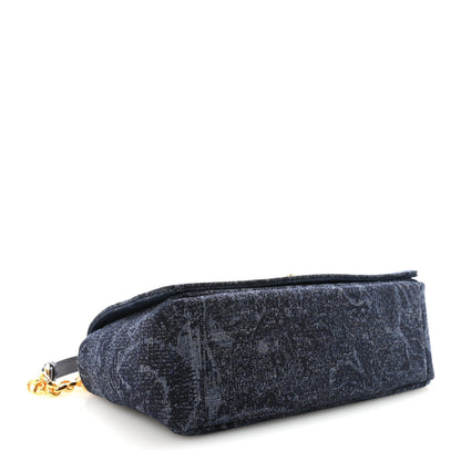 Denim Brocart Print Medium Caro Bag Blue