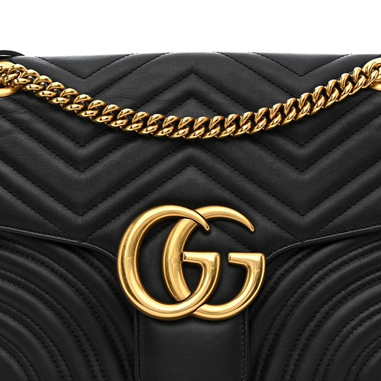 Calfskin Matelasse Medium GG Marmont Shoulder Bag Black