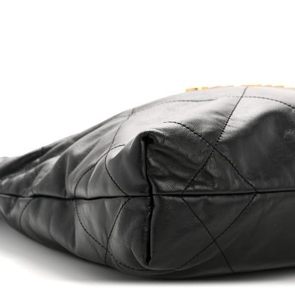 Shiny Calfskin Quilted Small Chanel 22 Black