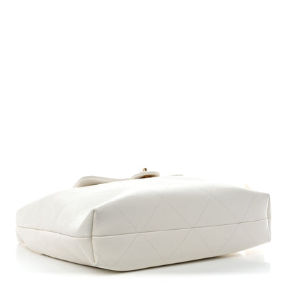 Calfskin Quilted Small Maxi Chain Hobo White