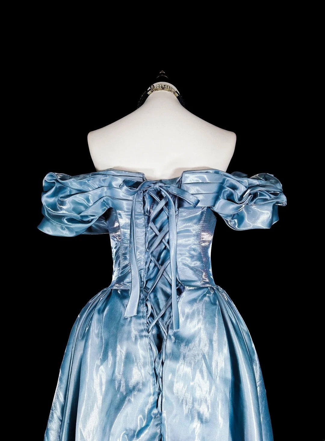 formaldressy-Elegant long satin formal ball gown in blue gh6136