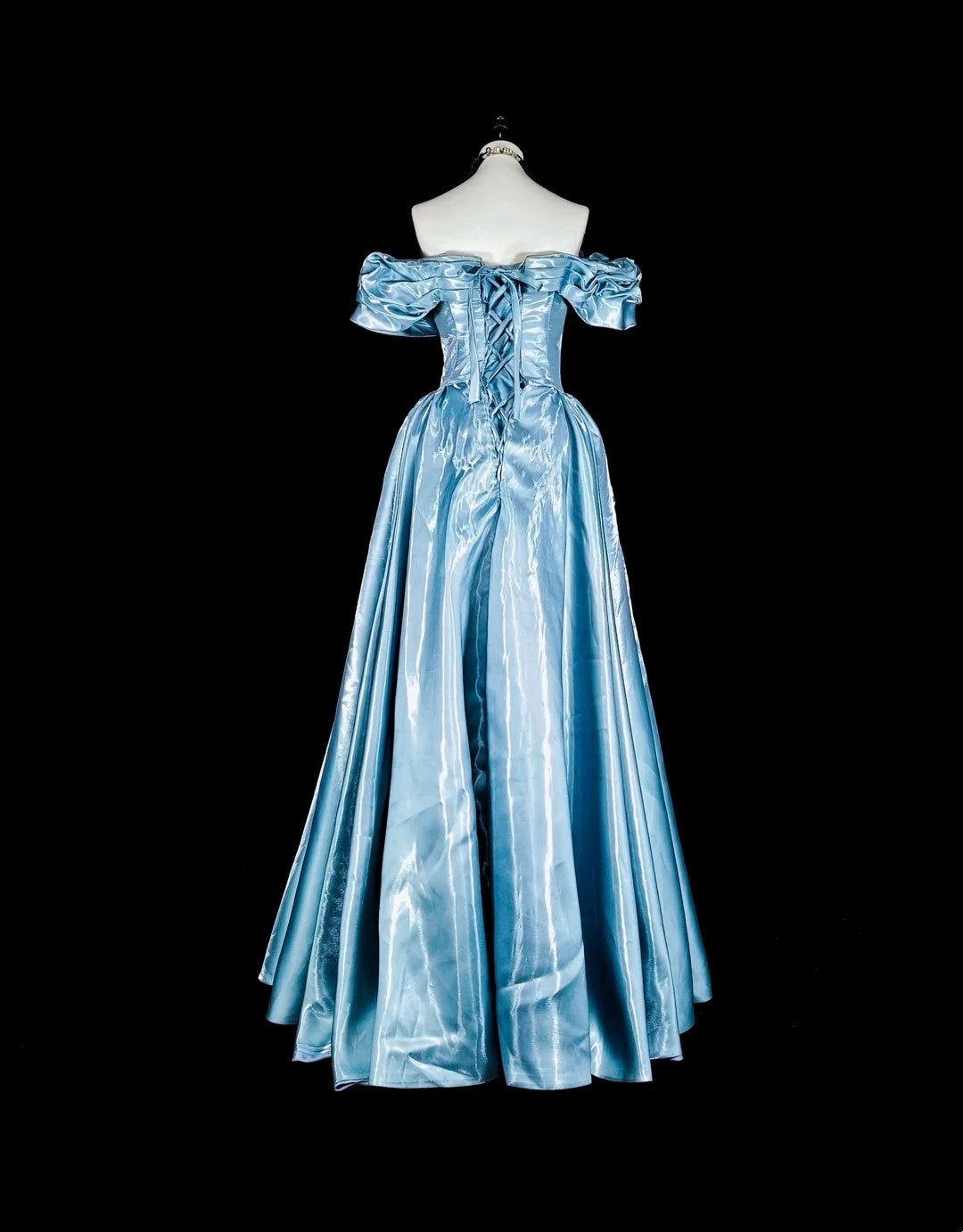 formaldressy-Elegant long satin formal ball gown in blue gh6136