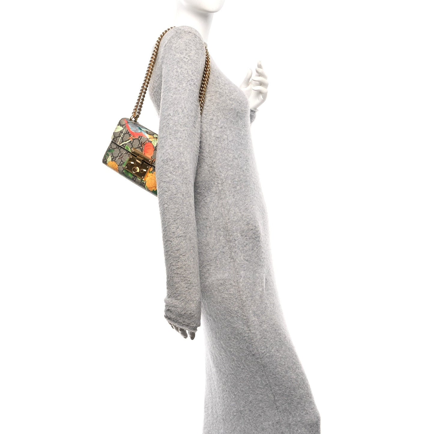 GG Supreme Monogram Tian Small Padlock Shoulder Bag Beige Multicolor New Acero