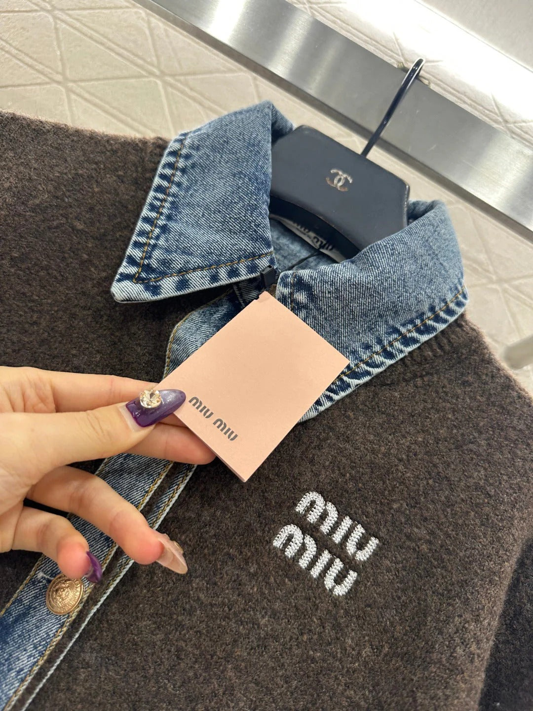 MIUMIU KNIT JACKET WITH DENIM STYLE 736