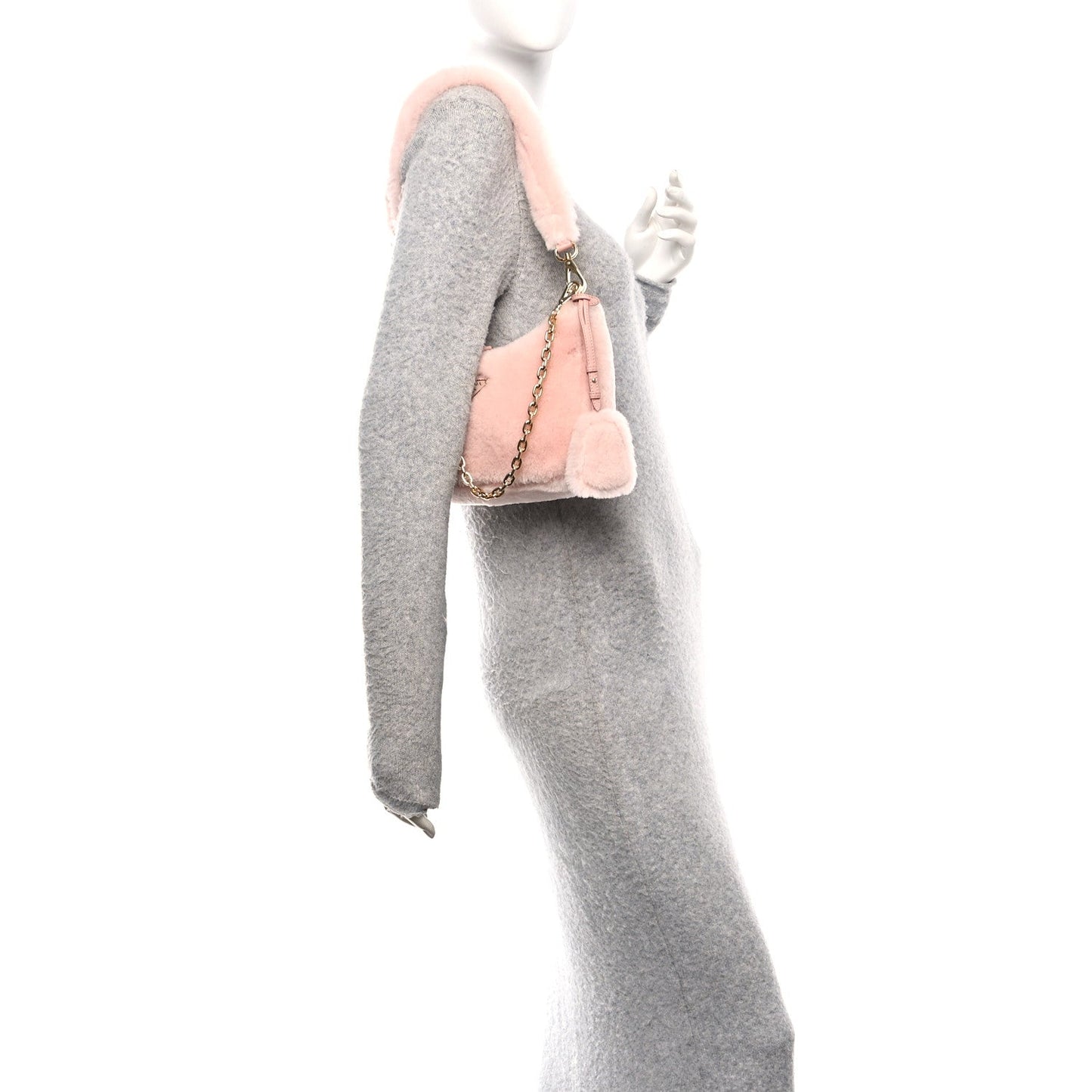 Shearling Nappa Mini Re-Edition Shoulder Bag Orchidea