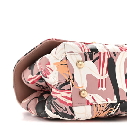 Calfskin Quilted Lily Floral Mini Coco Handle Flap Beige Black White Red