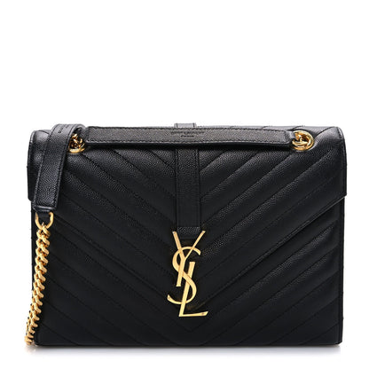 Grain De Poudre Matelasse Chevron Medium Monogram Satchel Black