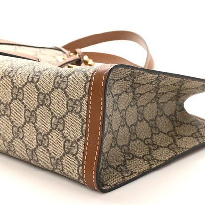 GG Supreme Monogram Calfskin Small Padlock Tote Beige Ebony Tuscany