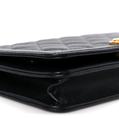 Caviar Quilted Boy Wallet On Chain WOC Black
