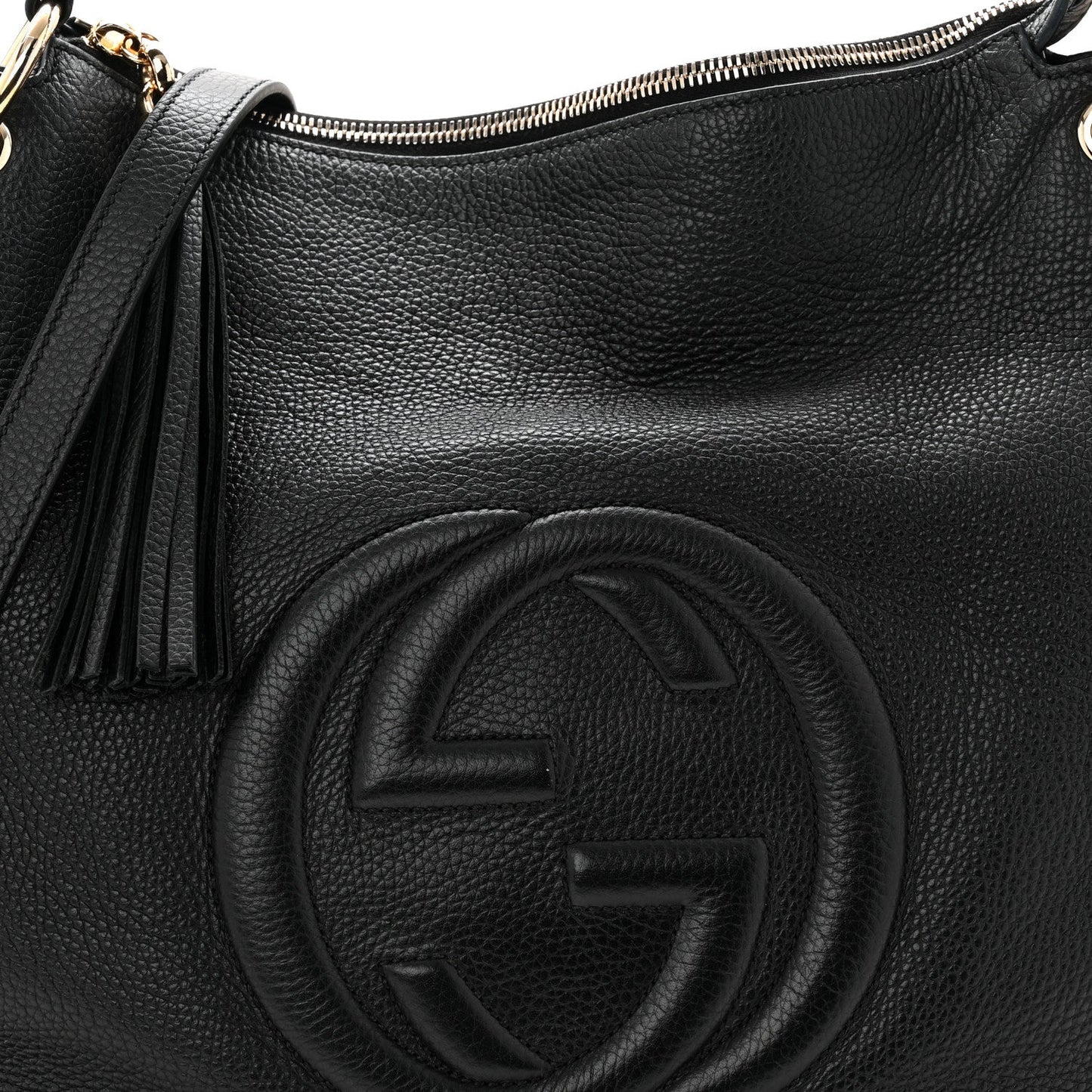 Pebbled Calfskin Large Soho Hobo Black