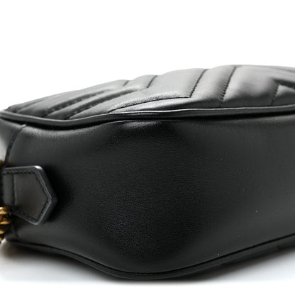 Calfskin Matelasse Mini GG Marmont Chain Shoulder Bag Black