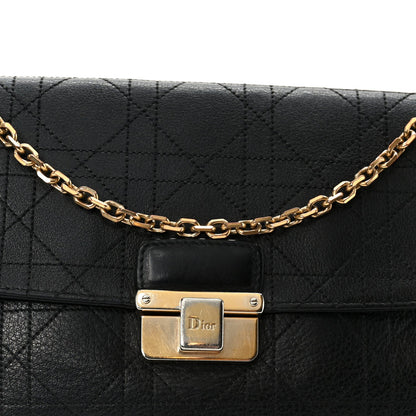 Grained Calfskin Cannage Diorling Wallet On Chain Black