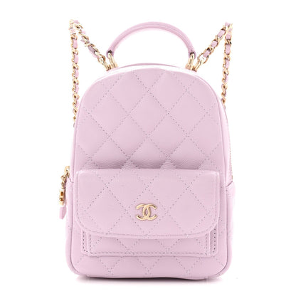 Caviar Quilted CC Mini Classic Backpack Light Purple