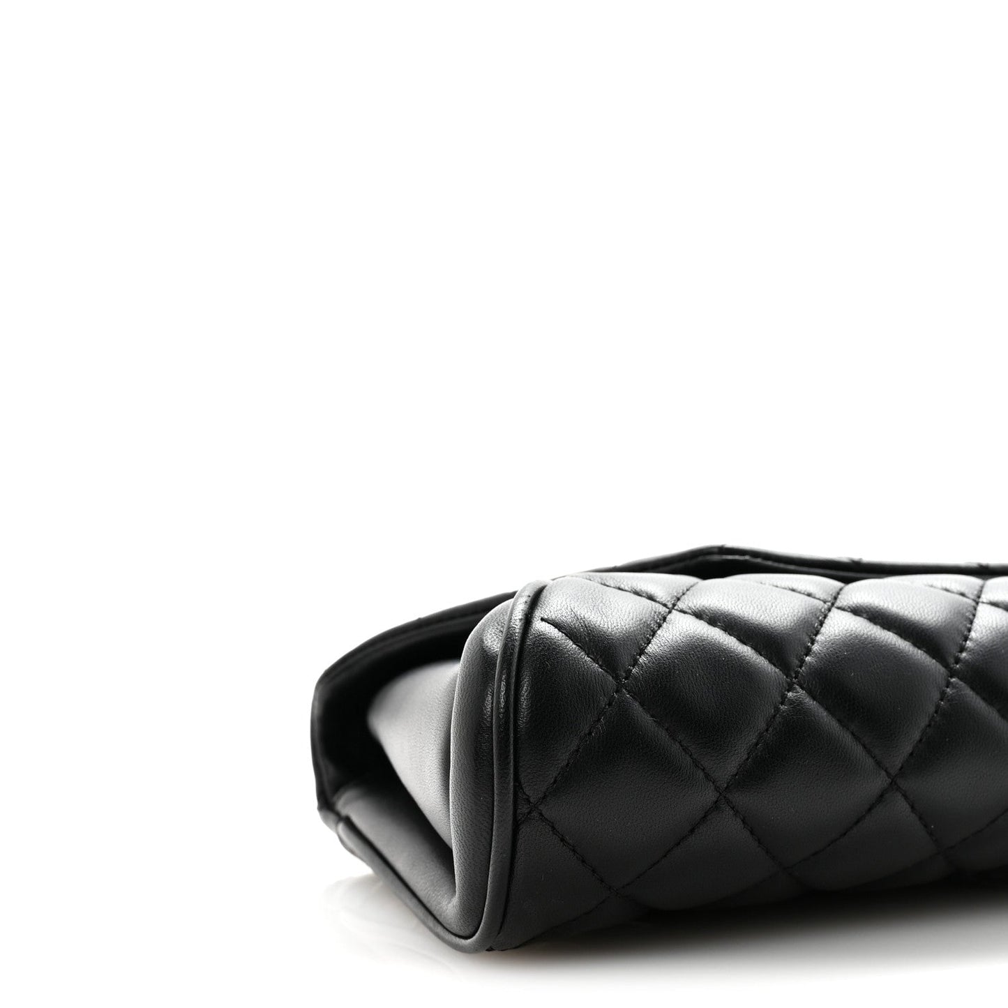 Lambskin Quilted Fold Up Again Clutch Black