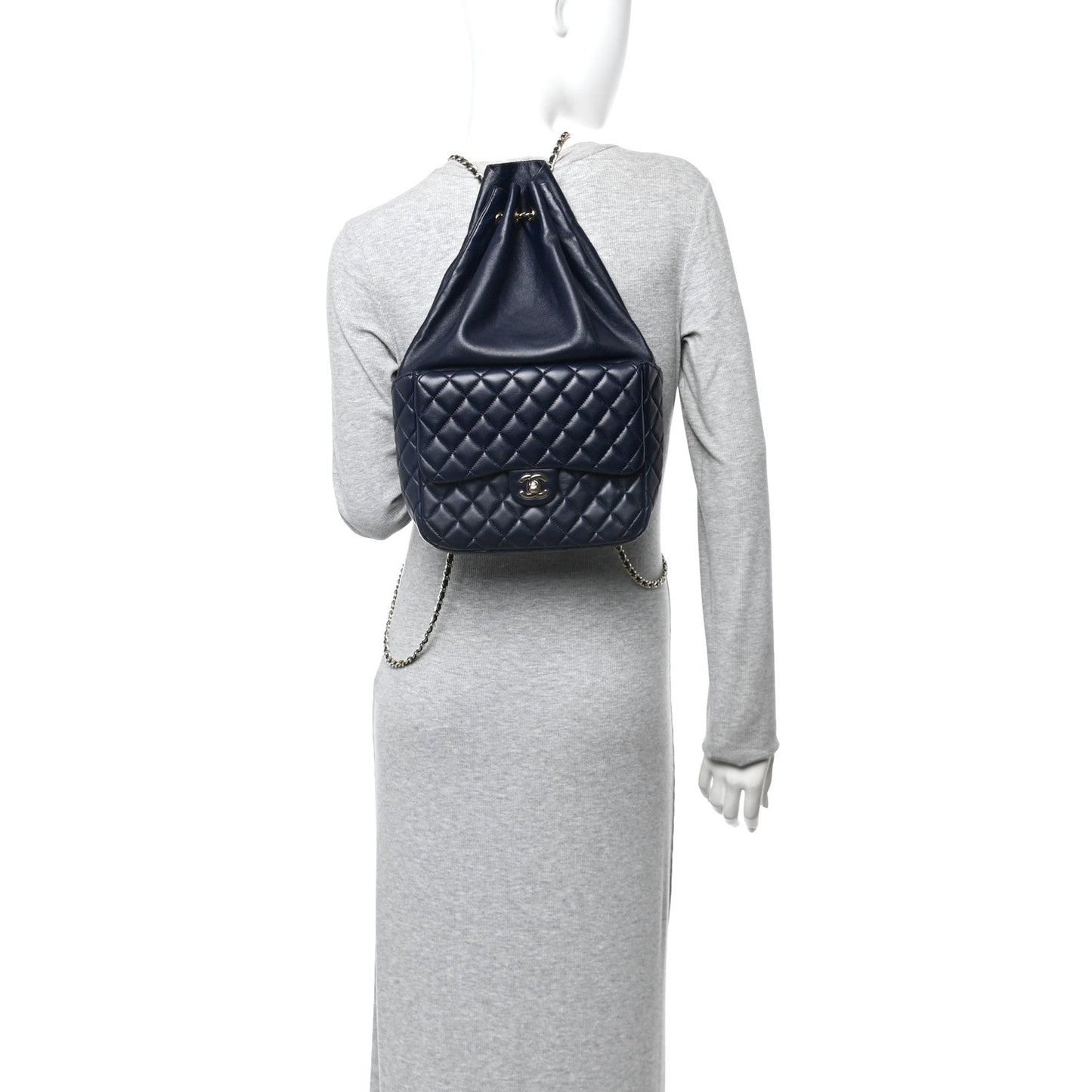 Lambskin Quilted Large In Seoul Backpack Navy