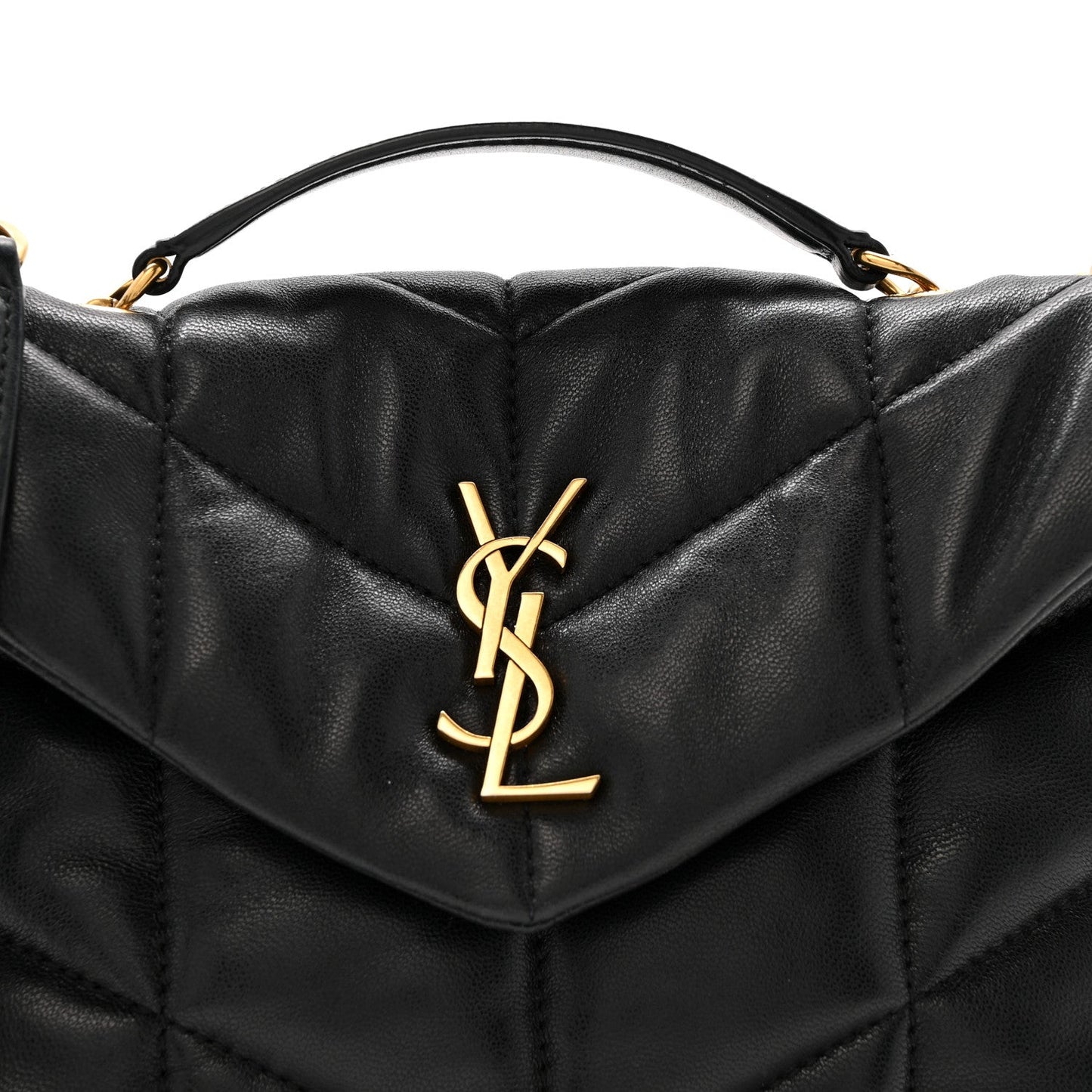 Lambskin Quilted Toy Loulou Puffer Monogram Chain Satchel Black