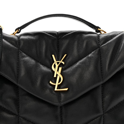 Lambskin Quilted Toy Loulou Puffer Monogram Chain Satchel Black