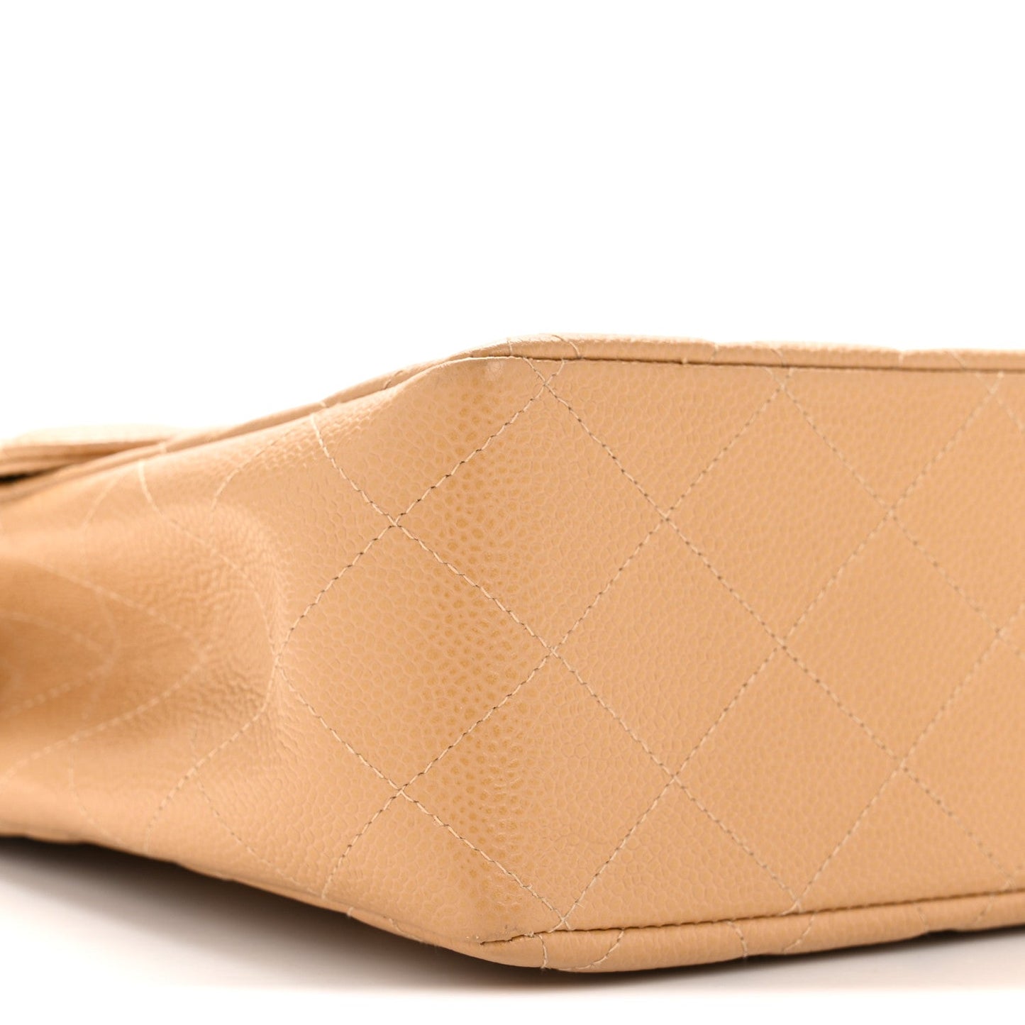 Caviar Quilted XL Jumbo Single Flap Beige