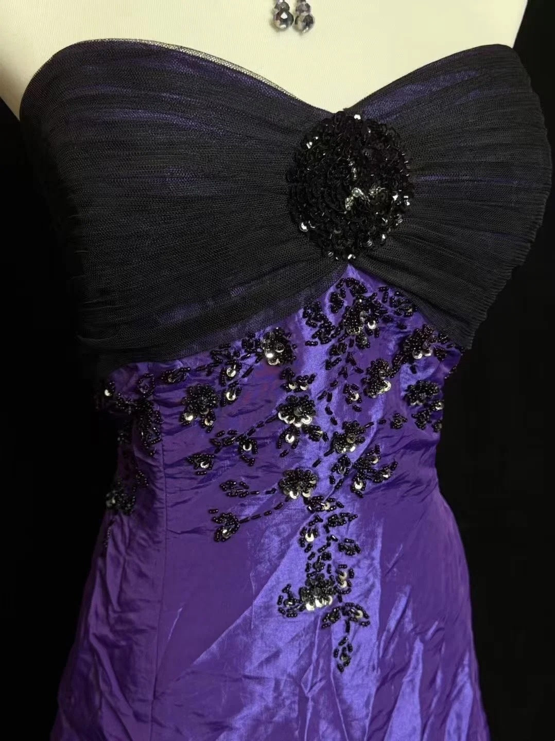 formaldressy-Purple Exquisite Beaded Long Satin Ball Gown gh6289