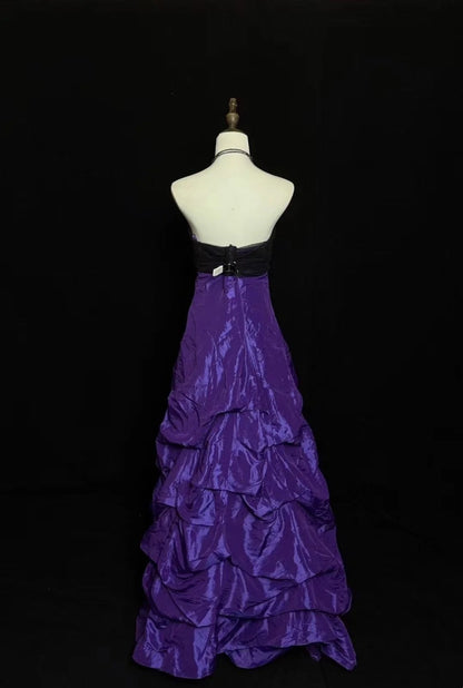 formaldressy-Purple Exquisite Beaded Long Satin Ball Gown gh6289