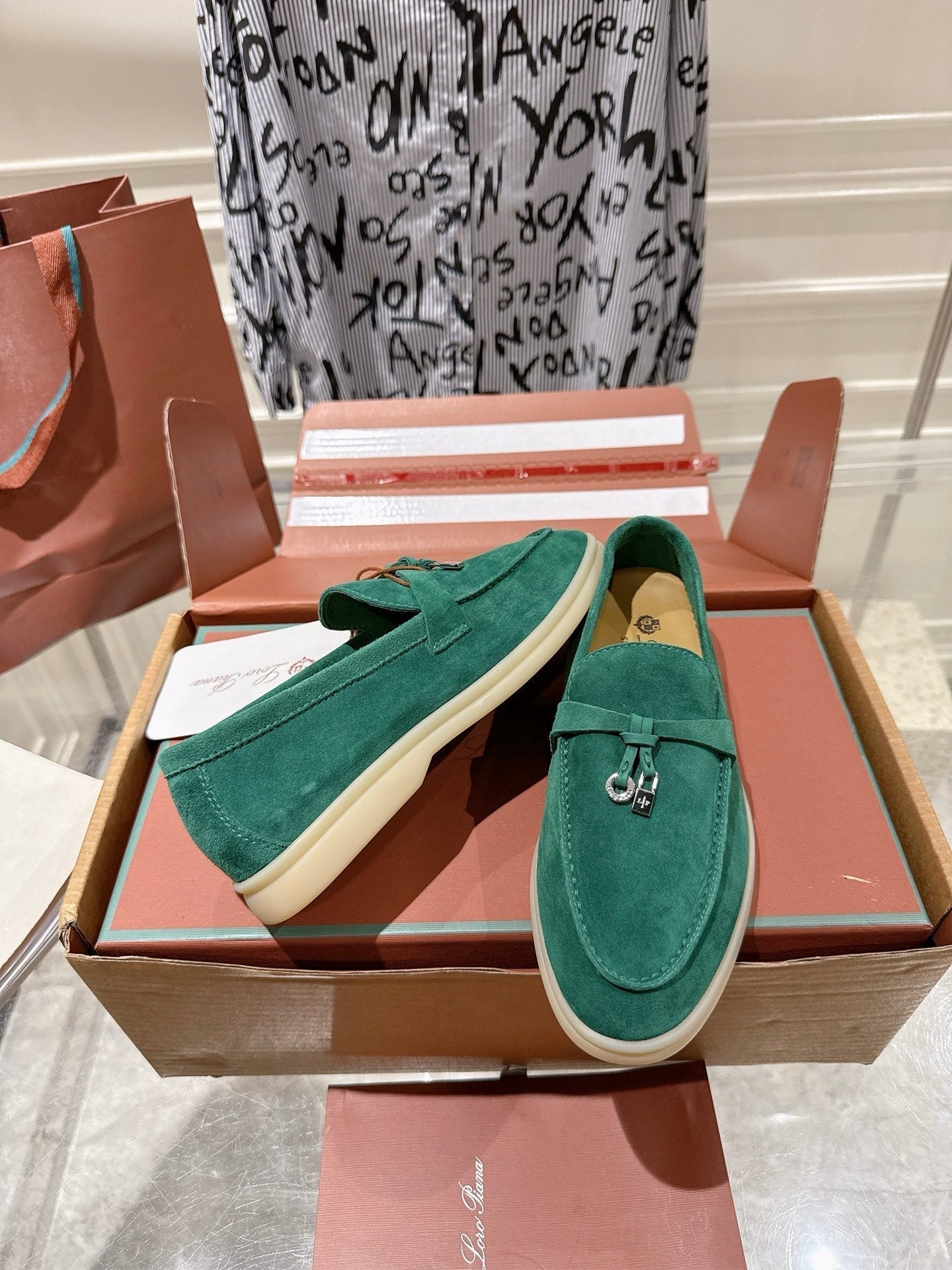 LP Summer Charms Walk Loafers Deep Green Suede 565857