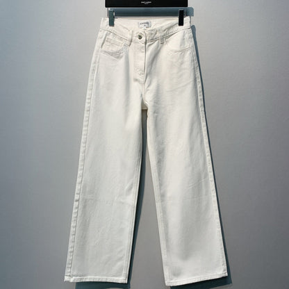 CC SS26 Wide-Leg Jeans with Logo Trim White Cotton 350940