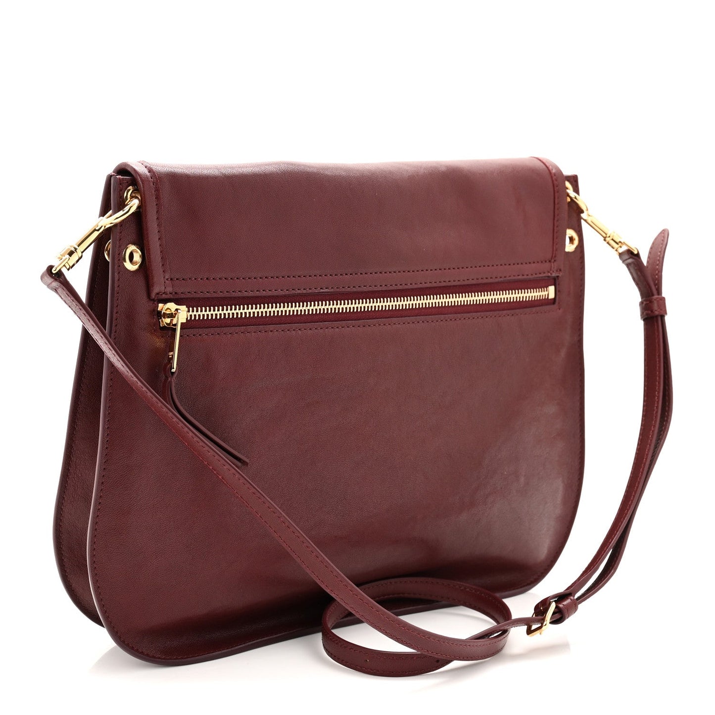 Shiny Lambskin Soft Triomphe Besace Bag Syrah