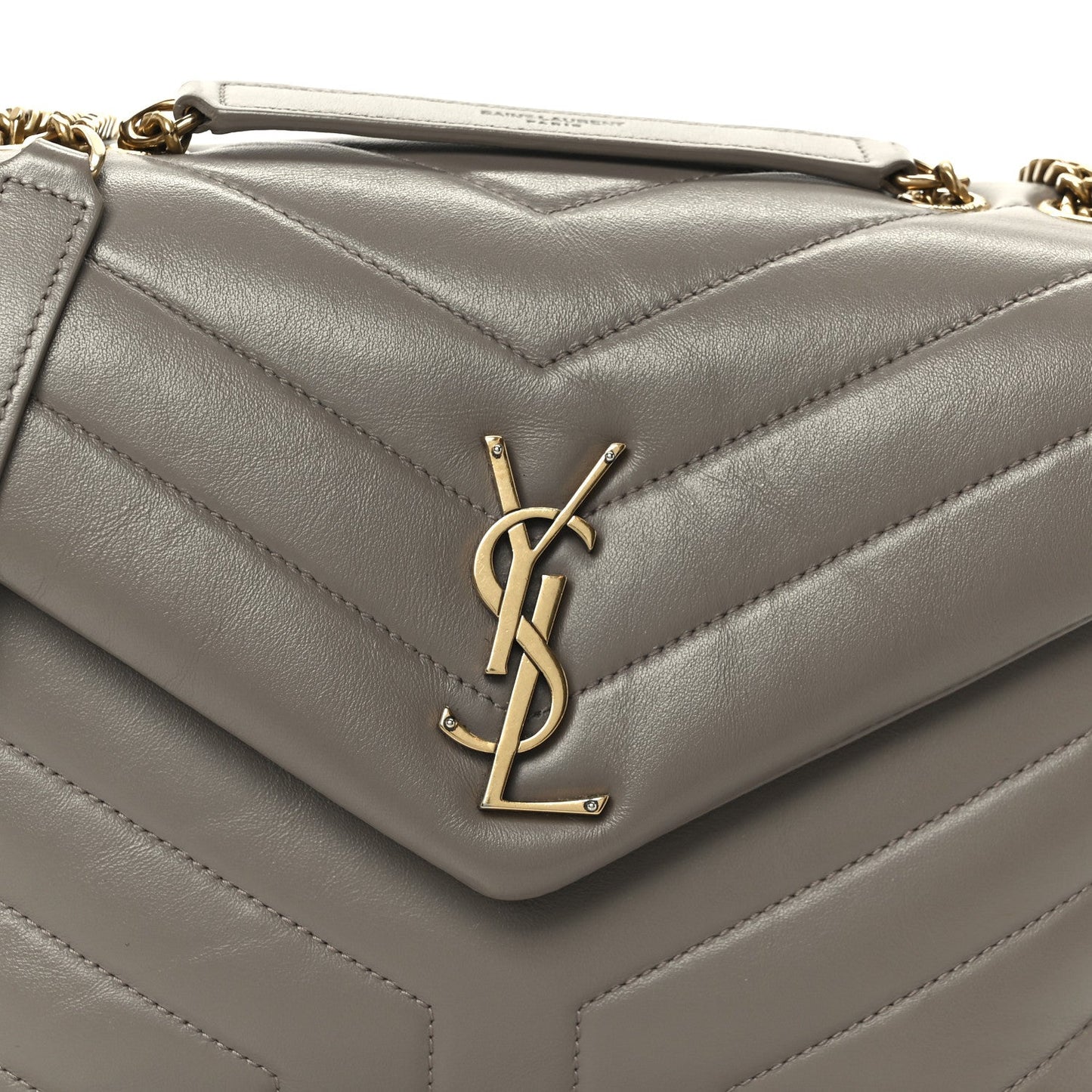 Calfskin Y Quilted Monogram Small Loulou Chain Satchel Taupe