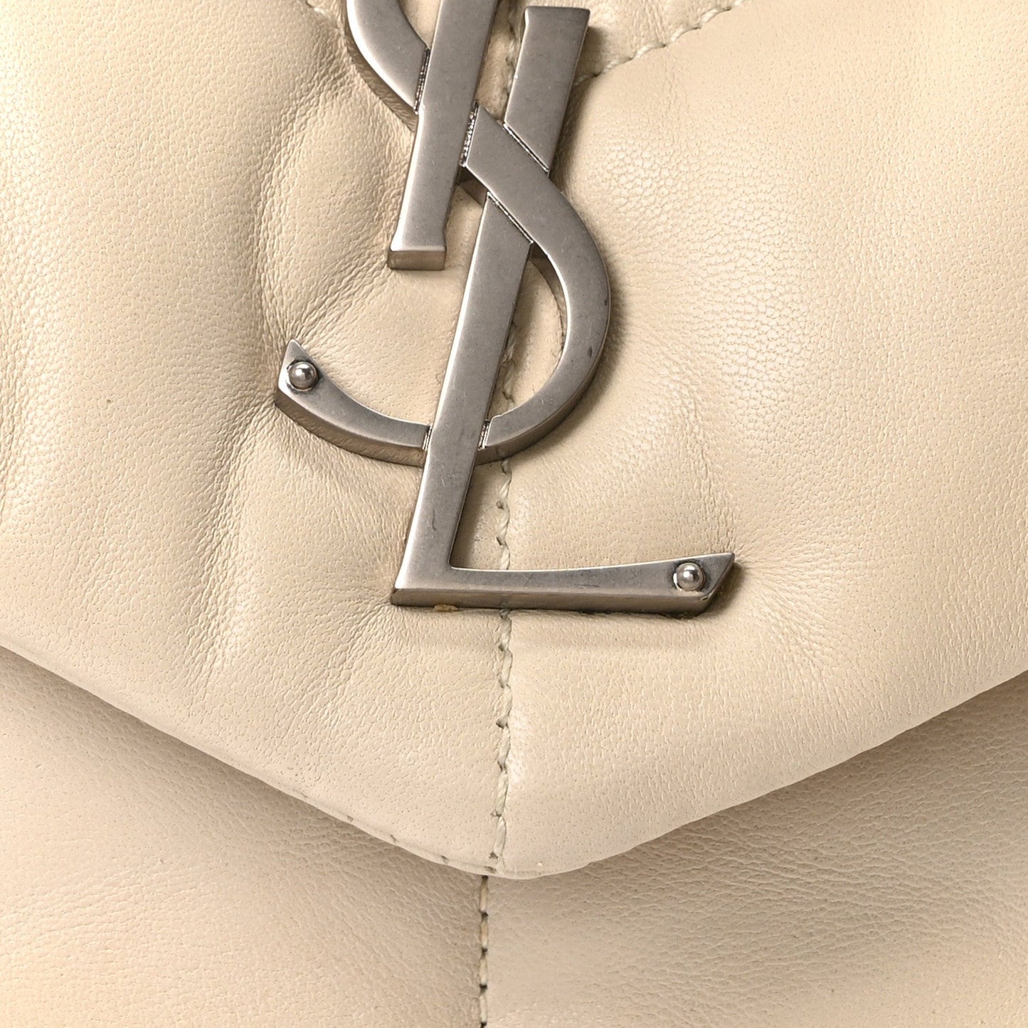 Lambskin Quilted Small Loulou Puffer Monogram Chain Satchel Crema Soft