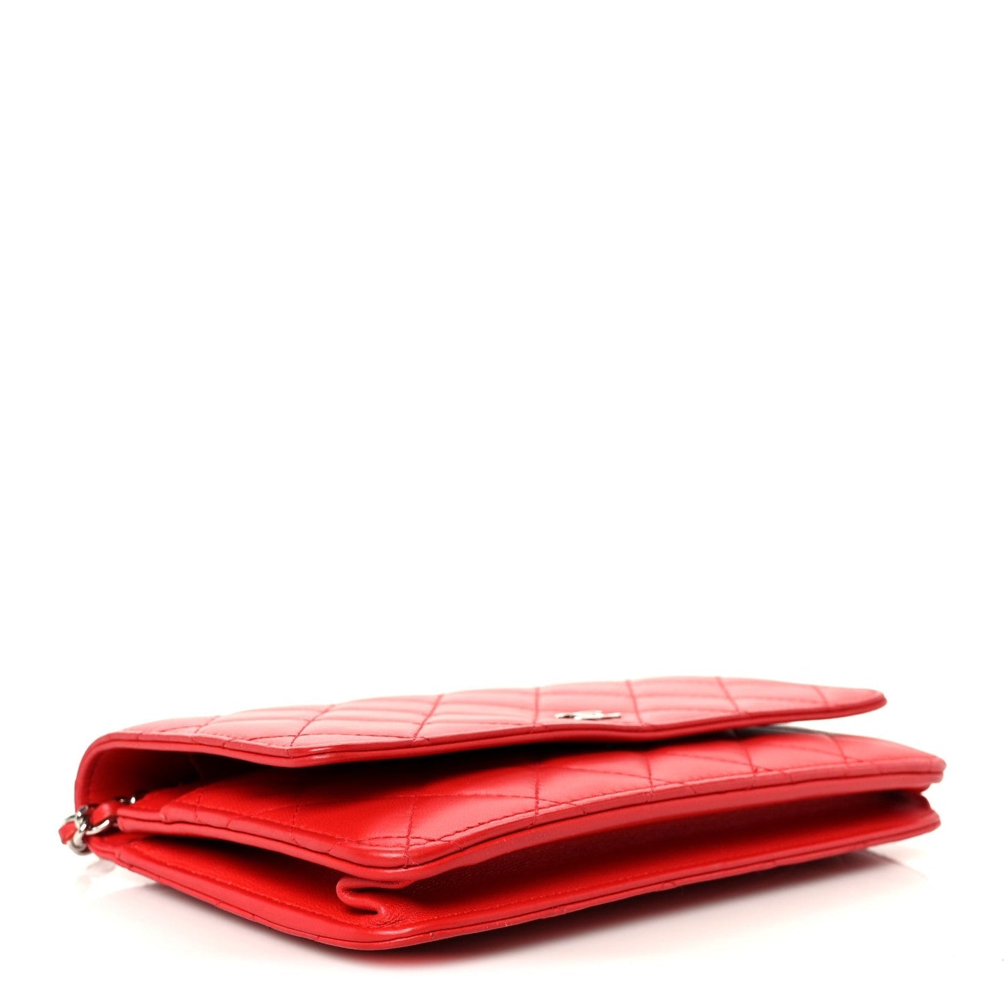 Lambskin Quilted Wallet On Chain WOC Red