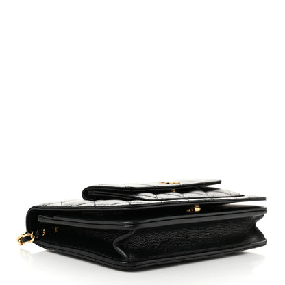 Caviar Quilted Pocket Clutch With Chain WOC Black