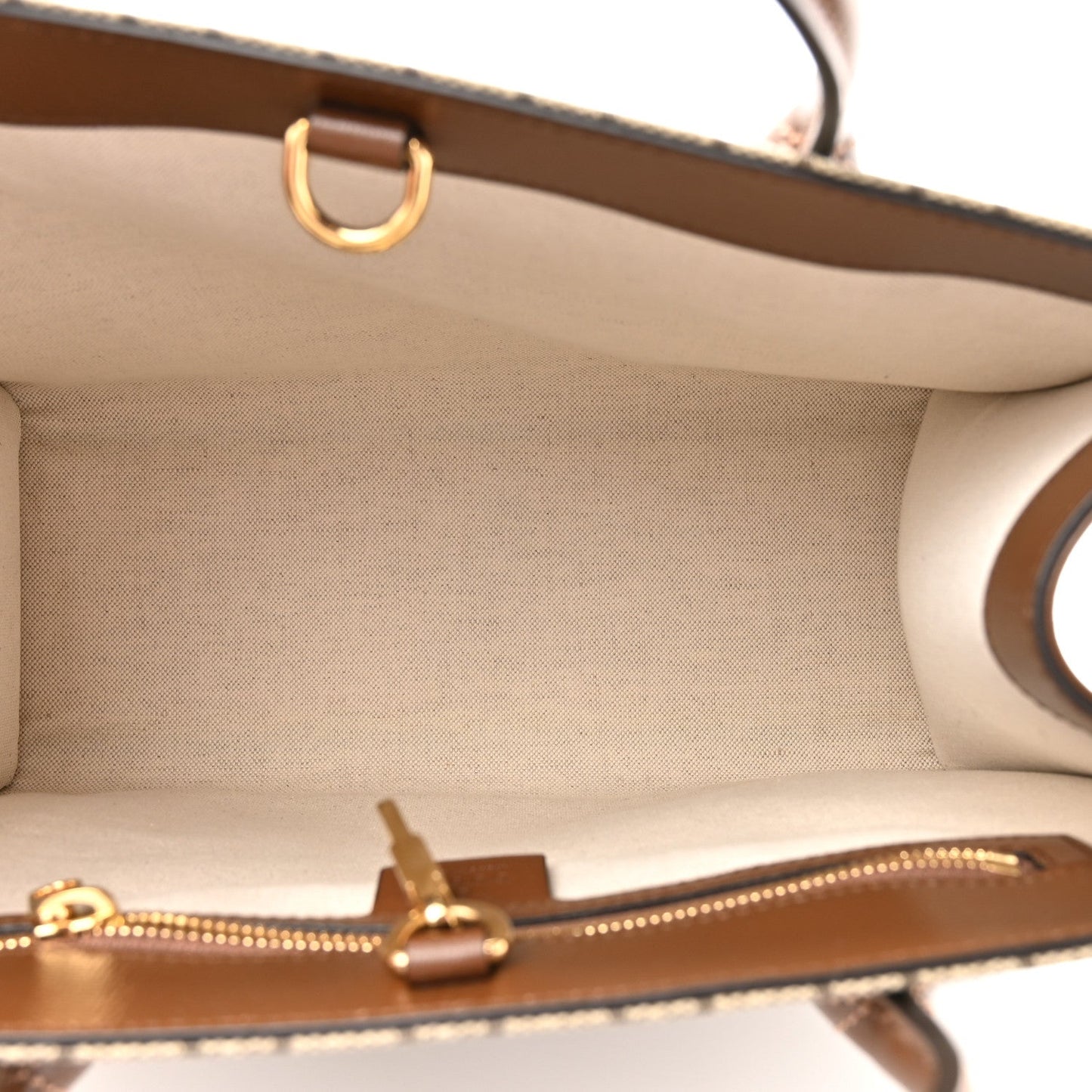 GG Supreme Monogram Azalea Calfskin Small Retro Interlocking G Tote Bag Beige Ebony Brown Sugar