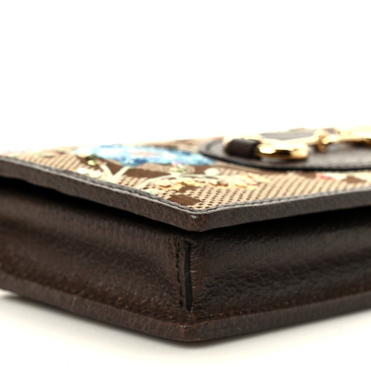 Monogram Jumbo GG Textured Dollar Calfskin Embroidered Horsebit 1955 Wallet On Chain Camel Ebony New Acero Multicolor