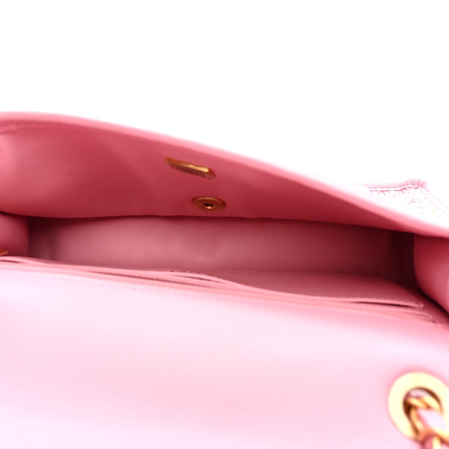 Metallic Lambskin Viscose Woven Flap Pink Gold