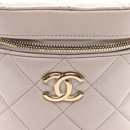Lambskin Quilted Trendy Vanity Case Lilac