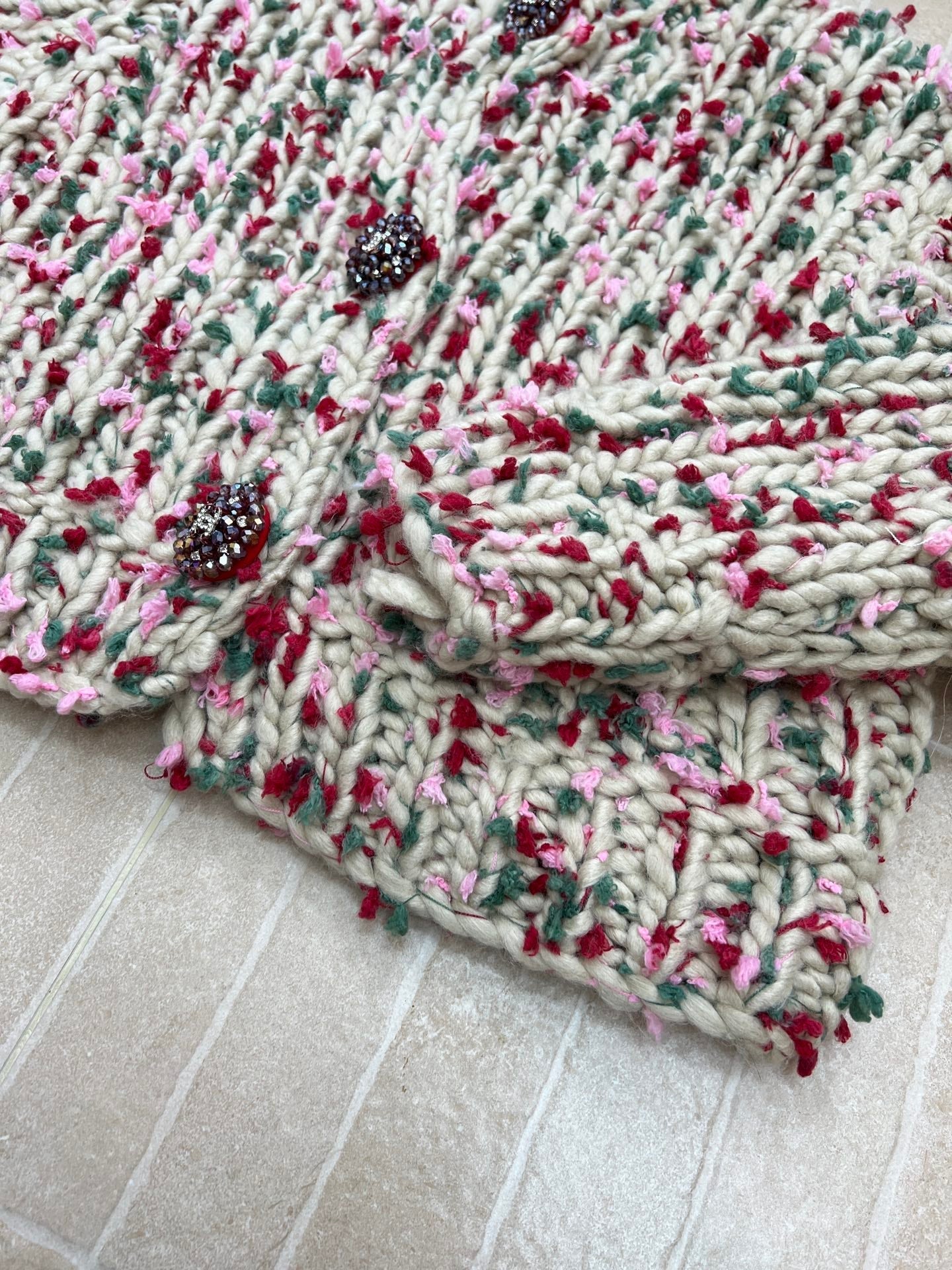Chanel Hand-crocheted Colorful Pom-pom Coat Cashmere