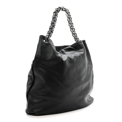 Lambskin Large Soft and Chain Hobo Black