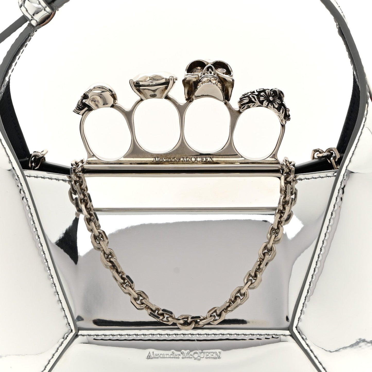 Metallic Jeweled Mini Hobo Bag Silver